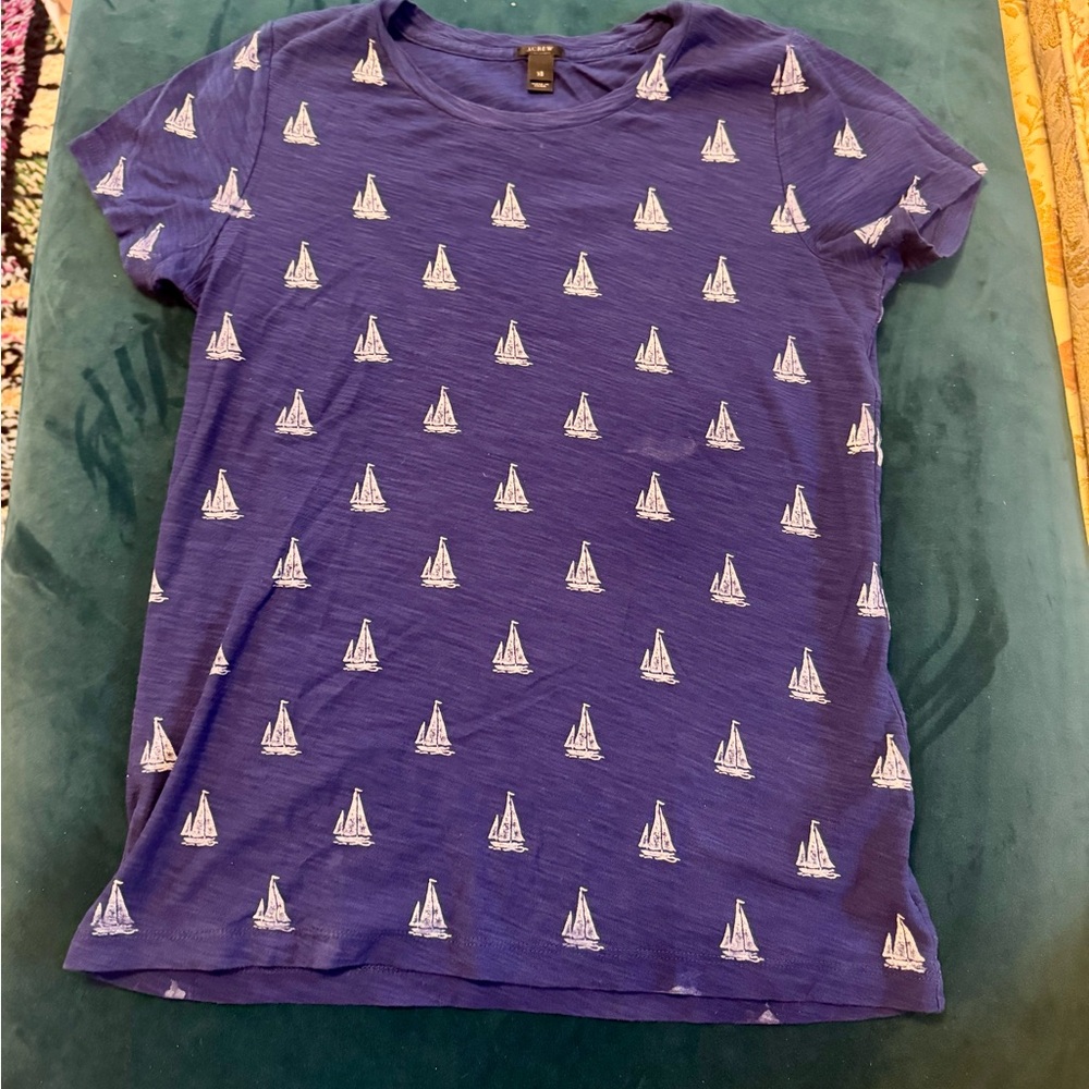 Blue T-Shirt with Sailboat Print